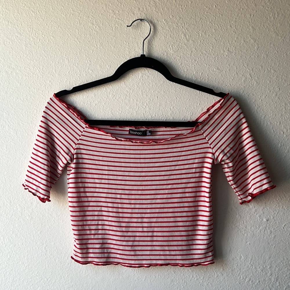 Off-the-shoulder Cropped Shirt, Size XS/S